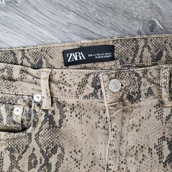 Zara * High Rise Python Print Skinny Jeans * Sz 10 - Picture 7 of 10
